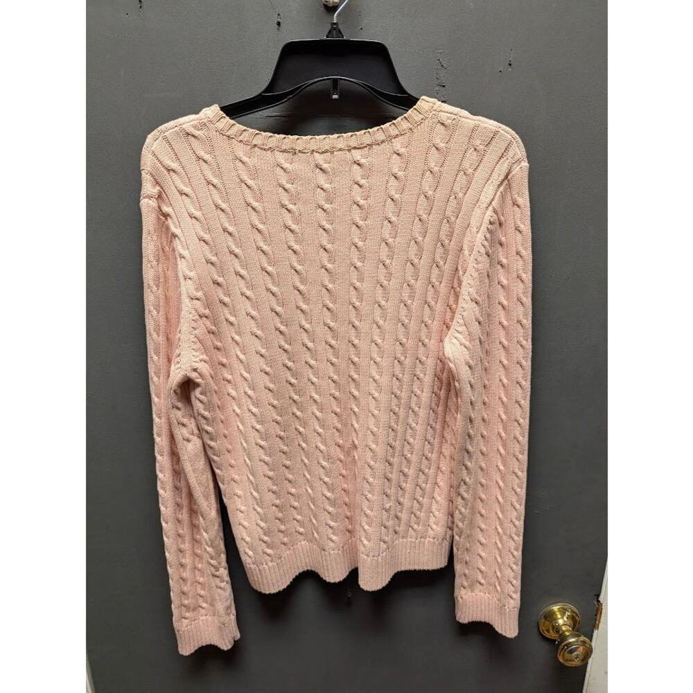Vintage Lauren Ralph Lauren Light Pink Cable Knit Sweater Size Large Preppy Y2K - Picture 5 of 7